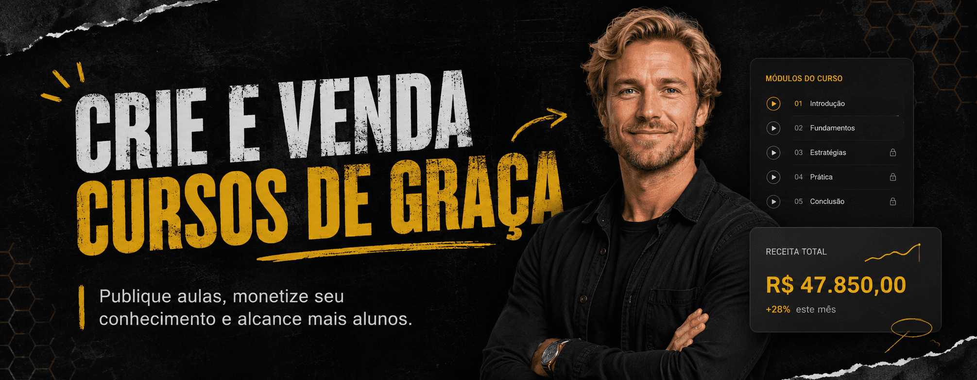 Crie e venda cursos de graça na Freelandoo