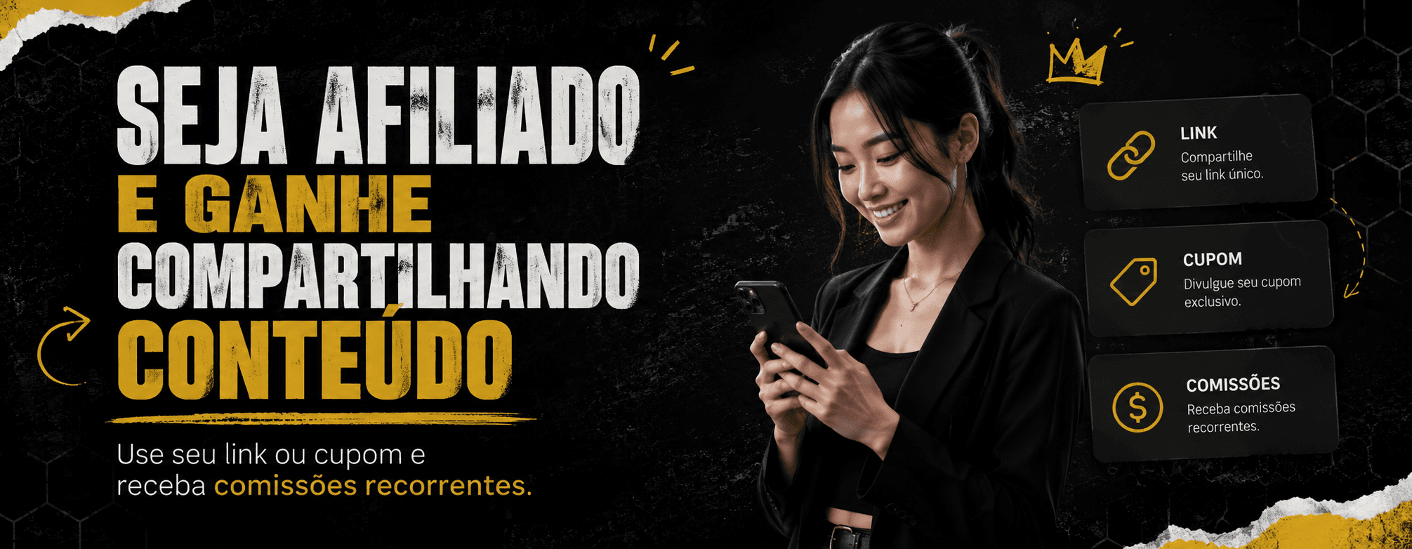 Seja afiliado e compartilhe conteúdo na Freelandoo